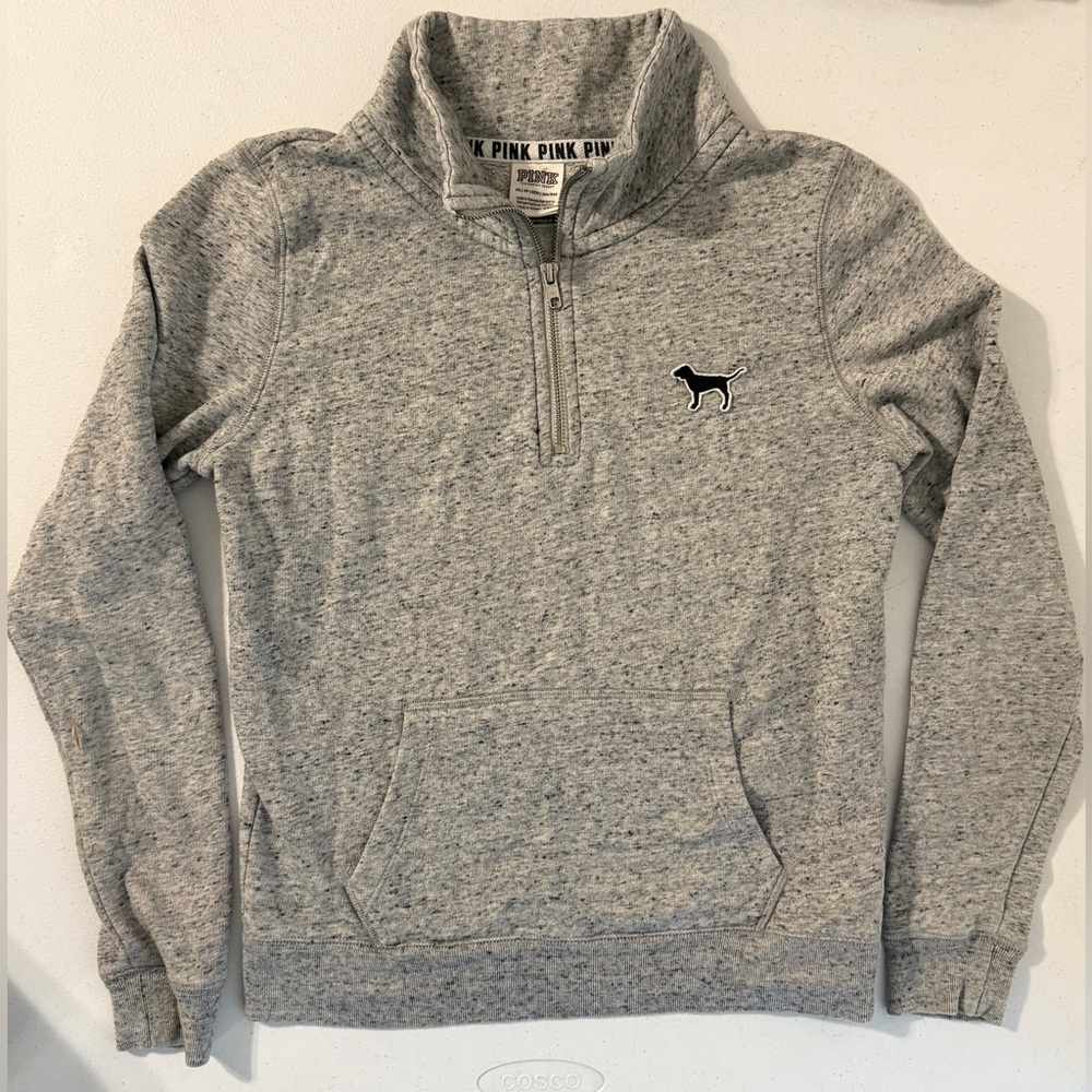 Victoria’s Secret PINK Pullover Sweatshirt 1/4 Zip Women’s Size XSmall Grey Gray